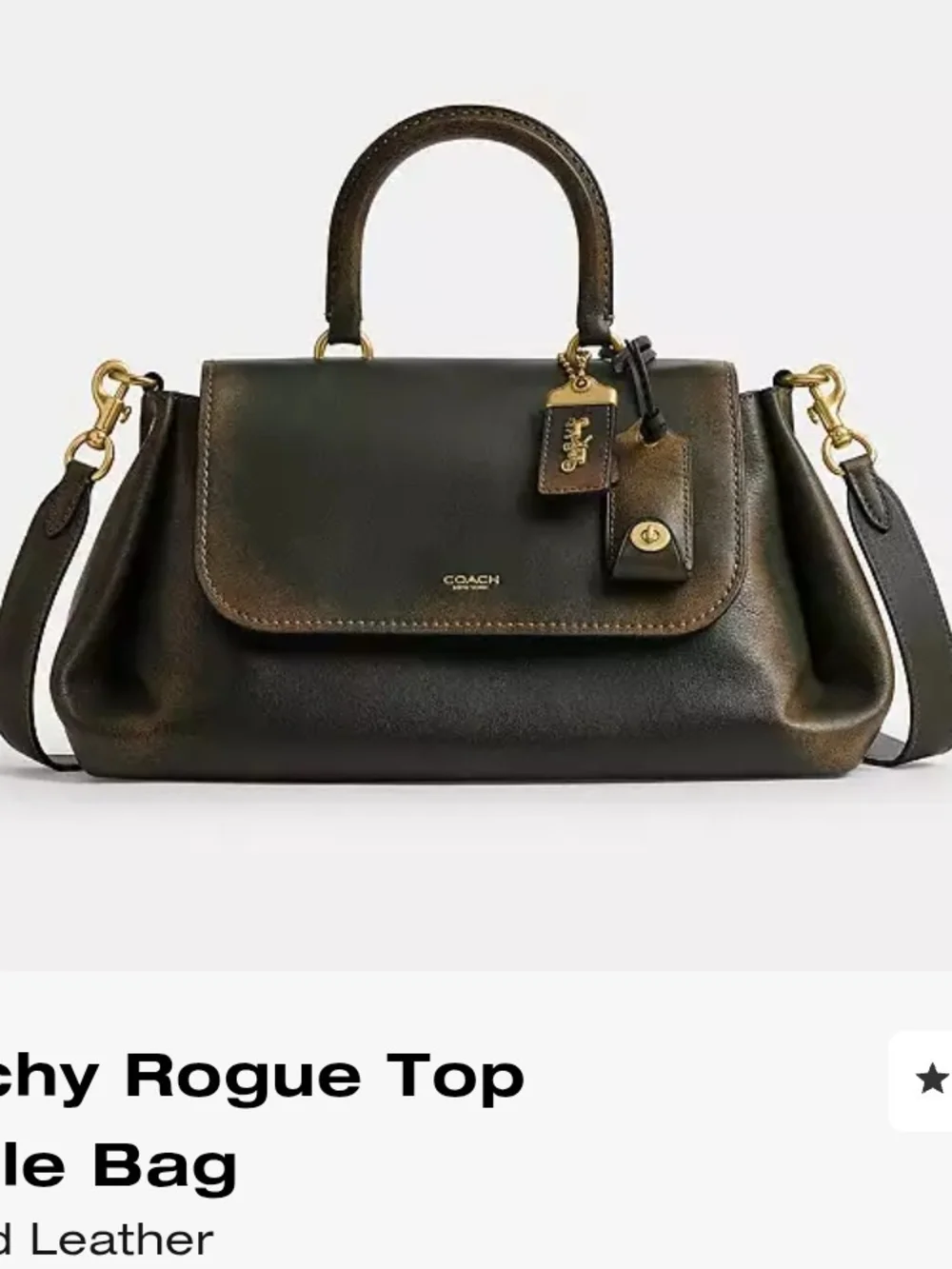 New Coach Slouchy rogue Green loved Leather Top Handle Bag